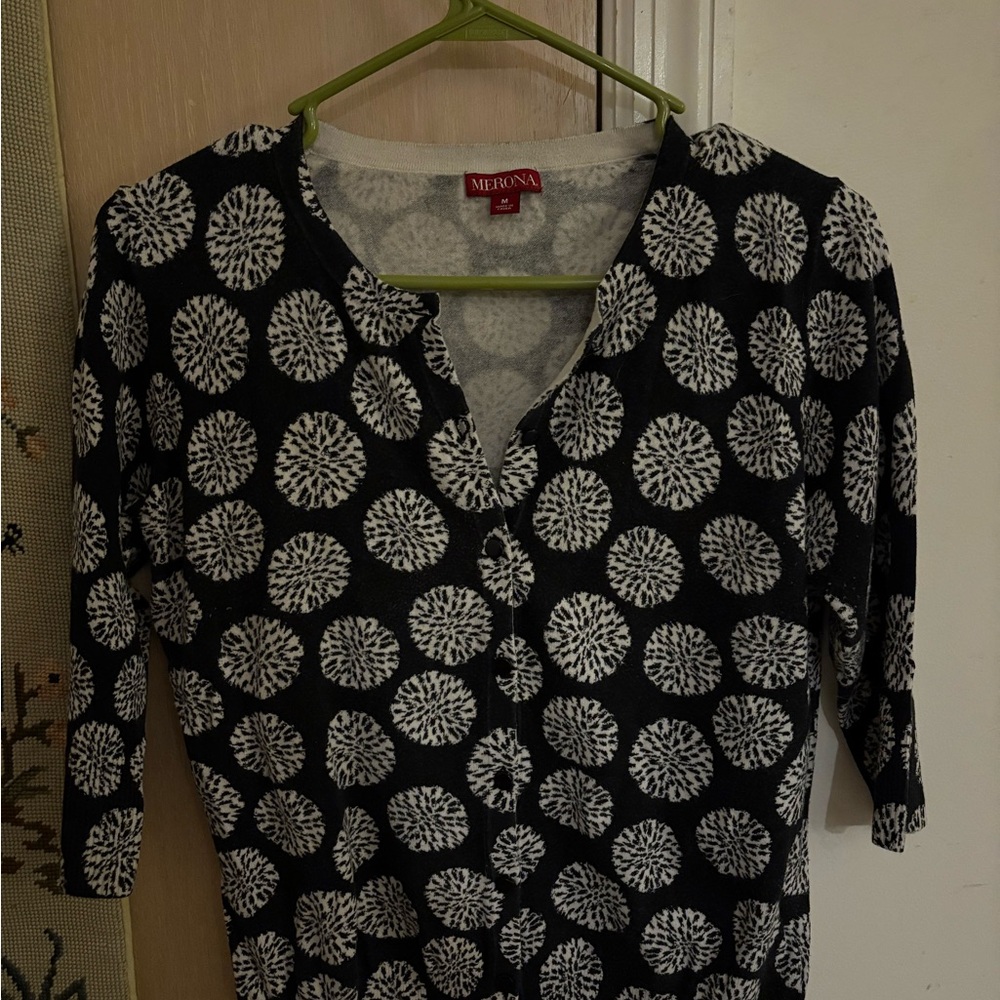 Merona Black and White Patterned Cardigan